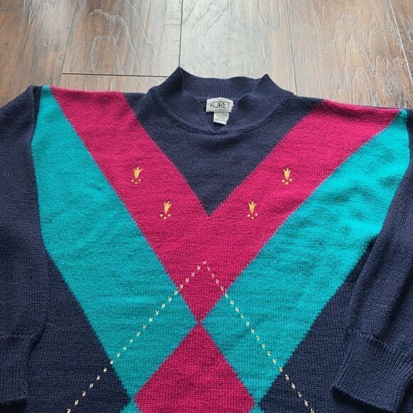 Vintage Navy 90’ s Geometric Sweater size 1X GUC - Picture 6 of 10